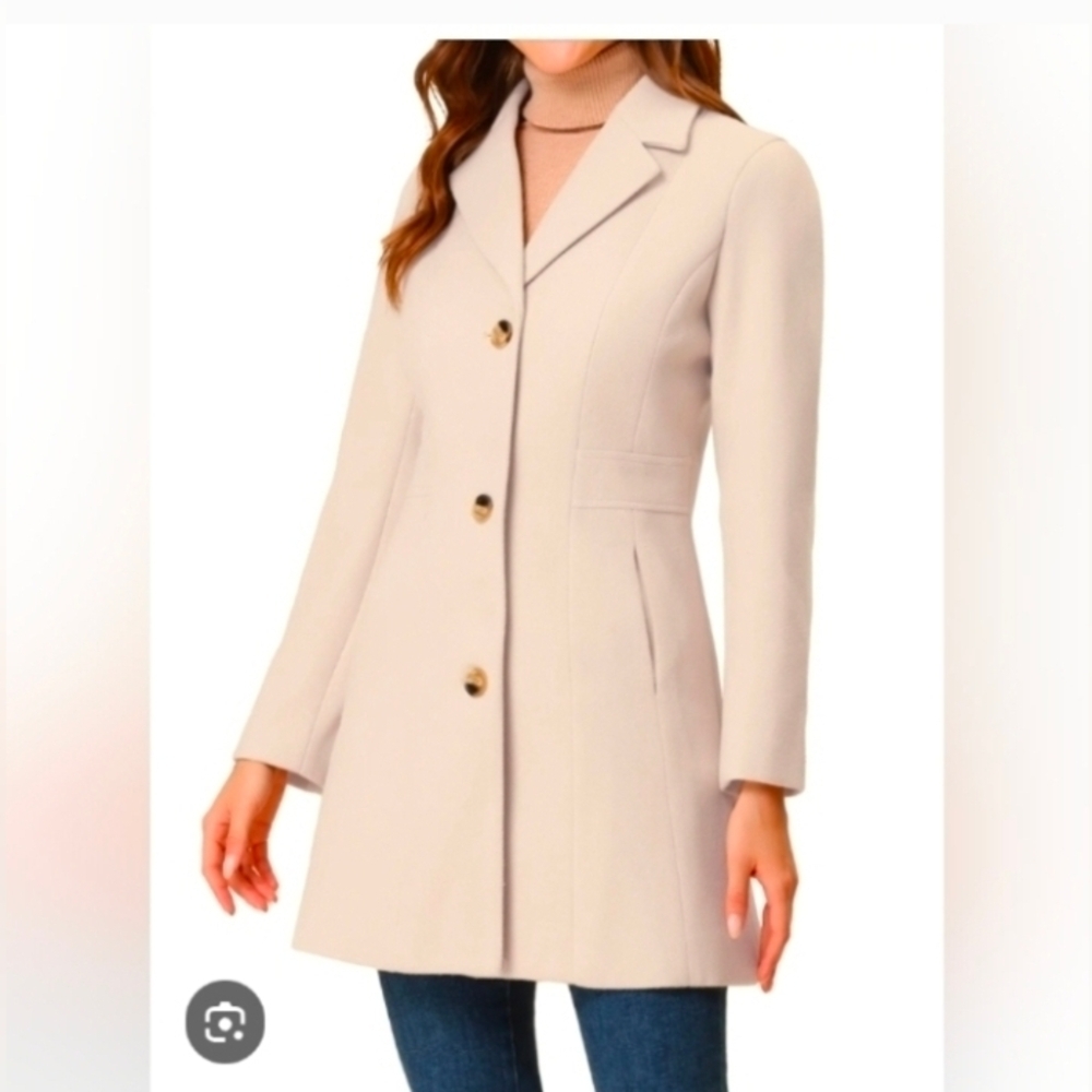Allegra K Women's Notched Lapel Single Breasted Long Sleeve Winter Coats